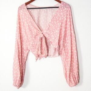 By Anthropologie Blouse Pink Cottagecore One Size Romantic Top